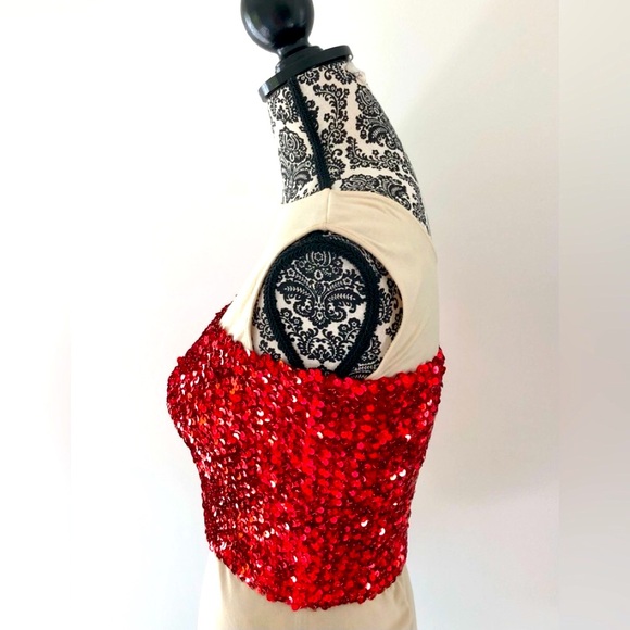 Boston Proper red metallic sequin All elastic tube top x-small - small - Picture 2 of 16